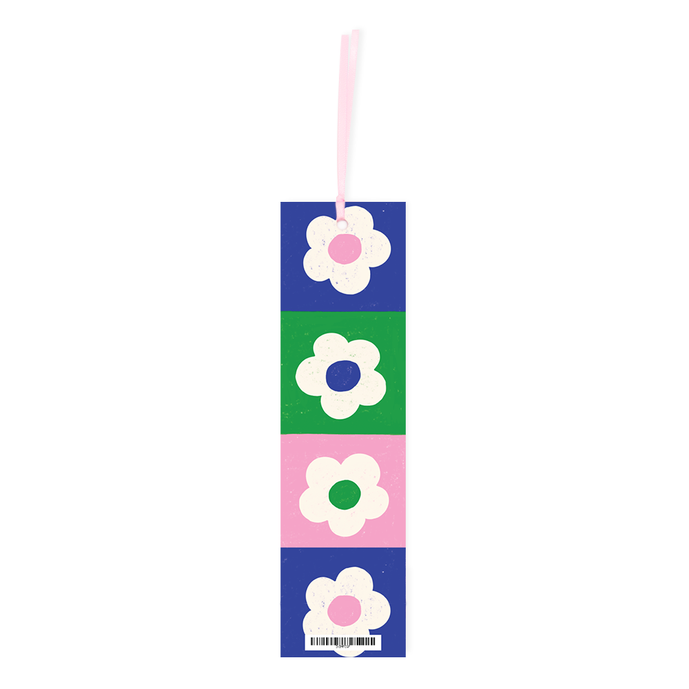 Iko Iko Double Sided Bookmark Flower Check Green/Blue/Pink