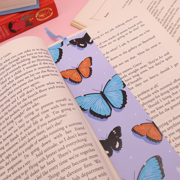 Iko Iko Double Sided Bookmark Butterfly Blue Orange