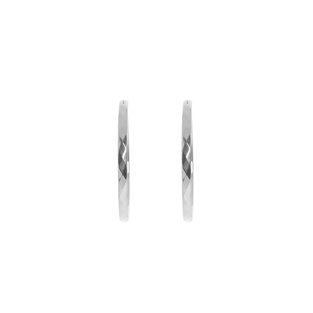 Iko Iko Earrings Diamond Cut Hoops 40mm Silver