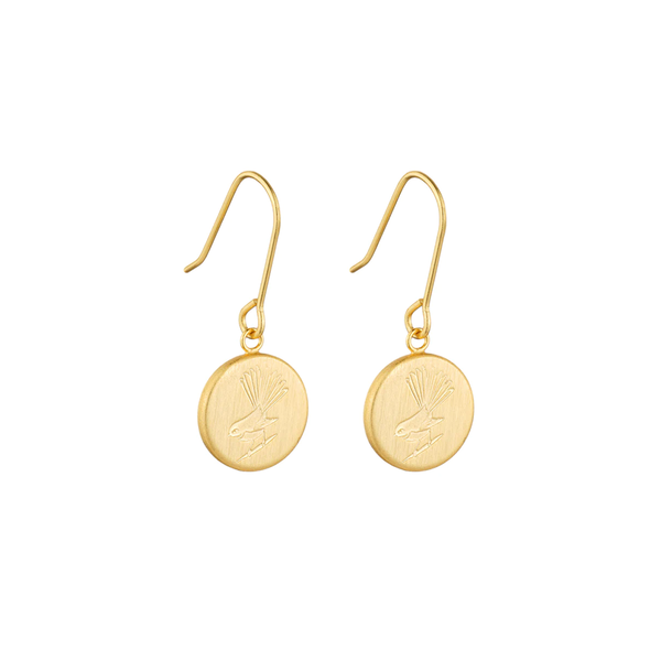 Little Taonga Earrings Fantail Gold