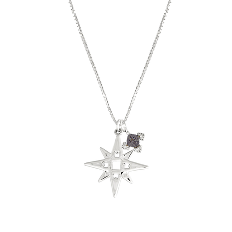 Lindi Kingi  Dusting of Jewels Single Star Necklace with Embellishment  Silver