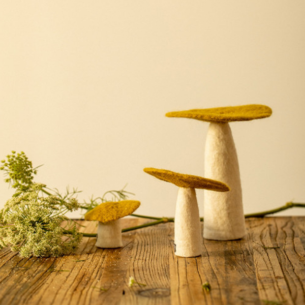 Muskhane 100% Felt Mushroom Flat Small Pistachio