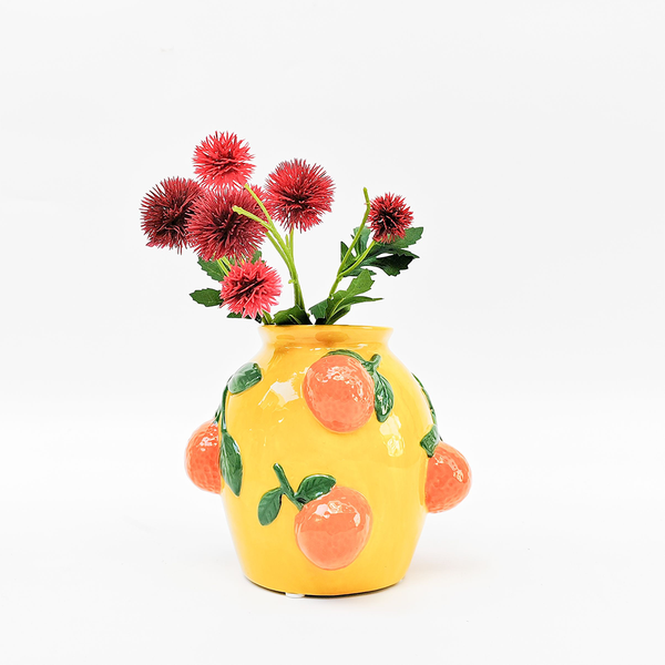 Ceramic Tuscan Orange Vase Yellow