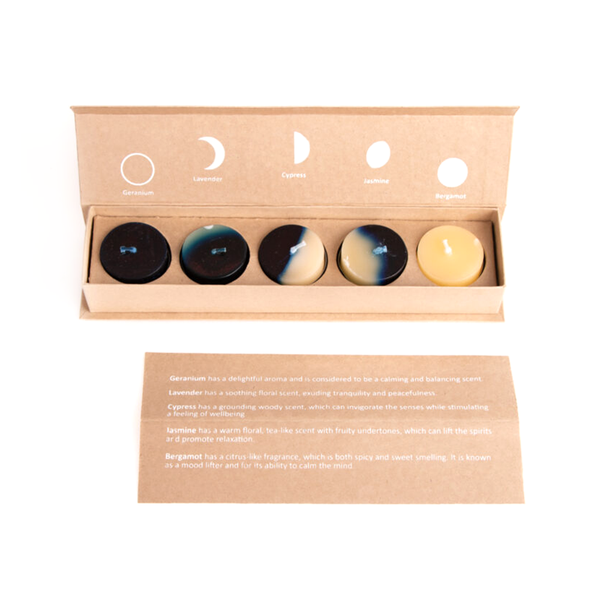 Phases of the Moon Tealight Candles Set of 5