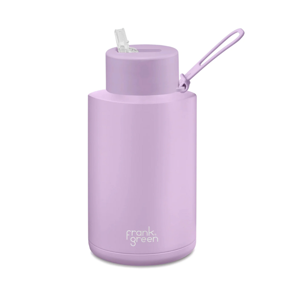 Frank Green Ceramic Reusable Bottle with Straw Lid & Strap 68oz Lilac Haze