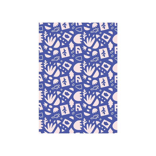 Iko Iko Abstract Card Leaf Dark Blue Pink
