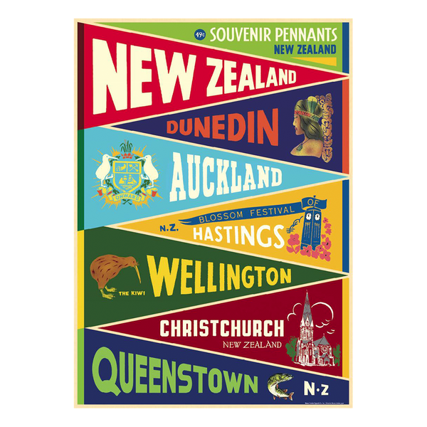 Cavallini Vintage Poster NZ Pennant Flags