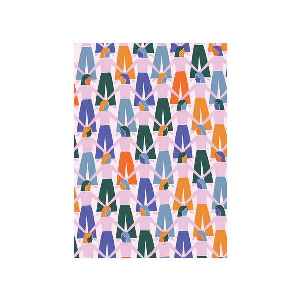 Iko Iko Abstract Card Hand in Hand Forest Green Orange Purple