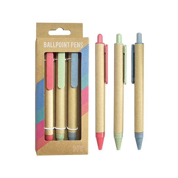 Cardboard Ballpoint Pens Pack of 3