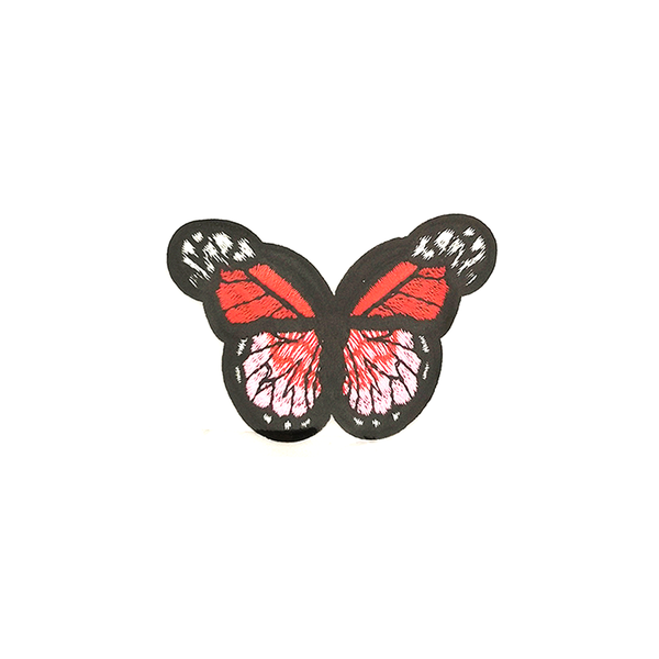 Iron on Butterfly Patch Red and Pink