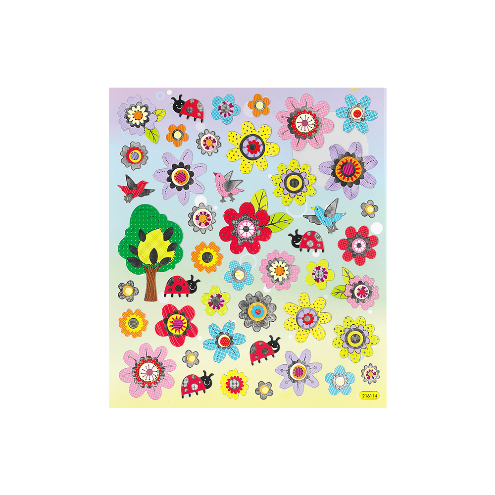 Silver Ladybugs and Flowers Stickers
