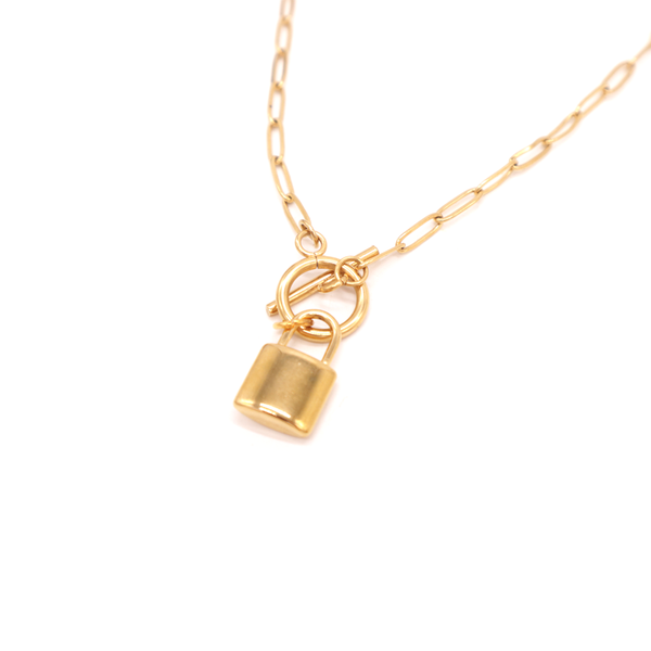 Penny Foggo Necklace Paperclip Chain with Toggle and Lock Gold