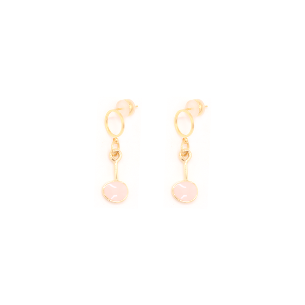 Penny Foggo Earrings Circle Drops Pink Gold