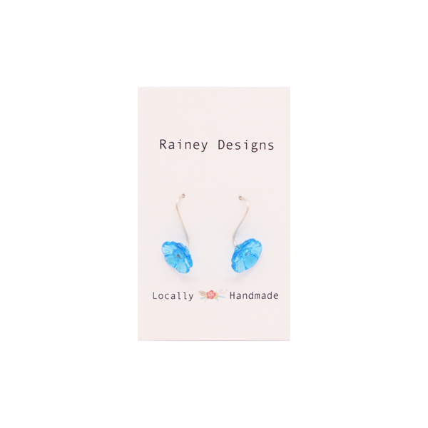 Rainey Designs Glass Floral Drop Earrings Aqua