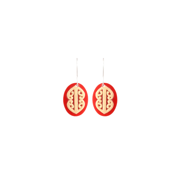 Tania Tupu Earrings Mangopare Small Oval Red