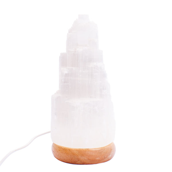 Selenite Mineral Crystal USB Lamp Medium