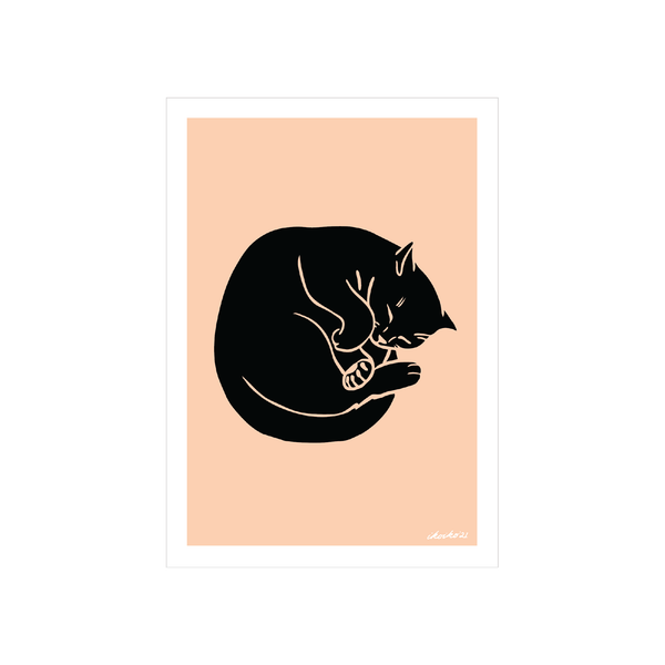 Iko Iko A4 Art Print Talula Cat Black