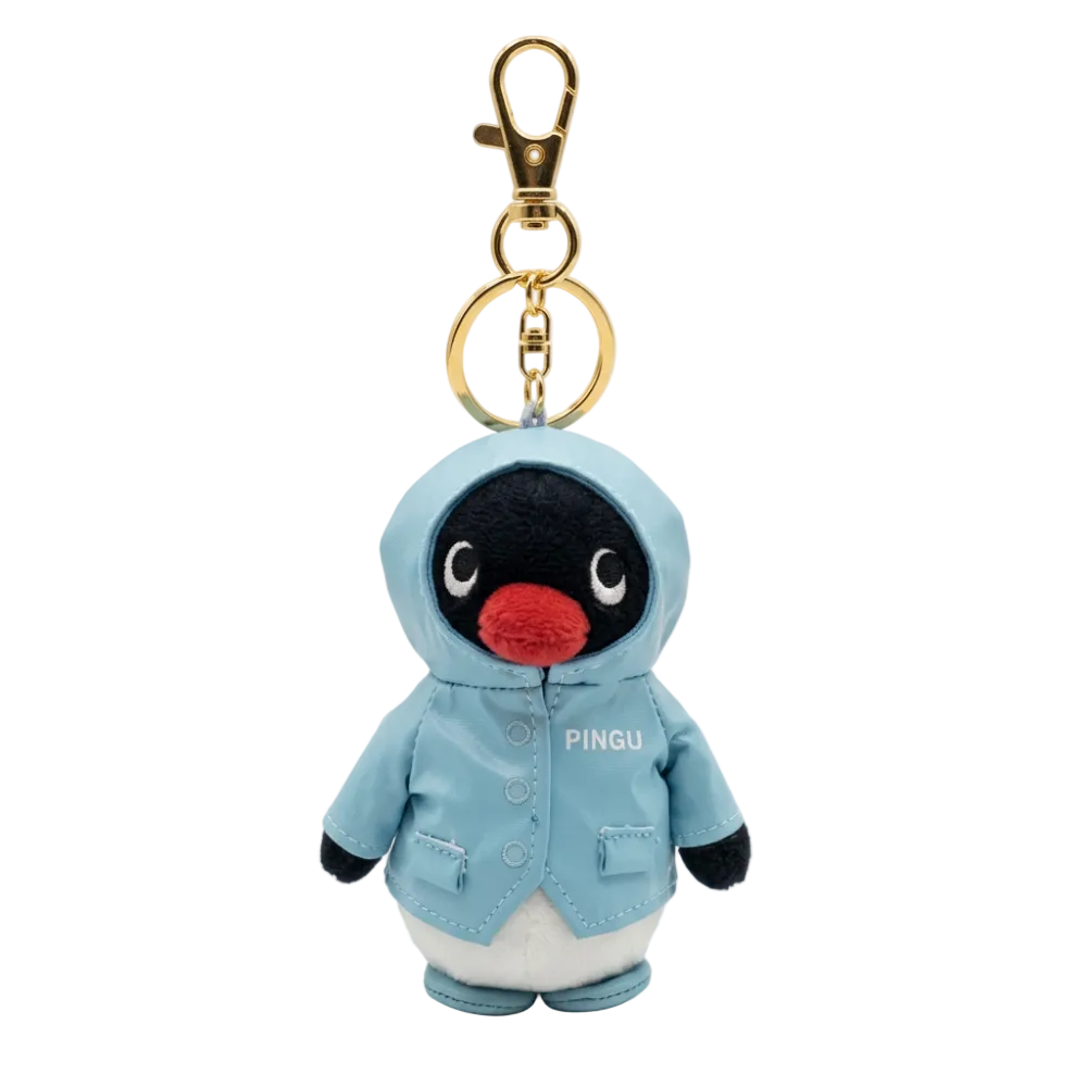 Pingu Raincoat Plush Keychain Blue