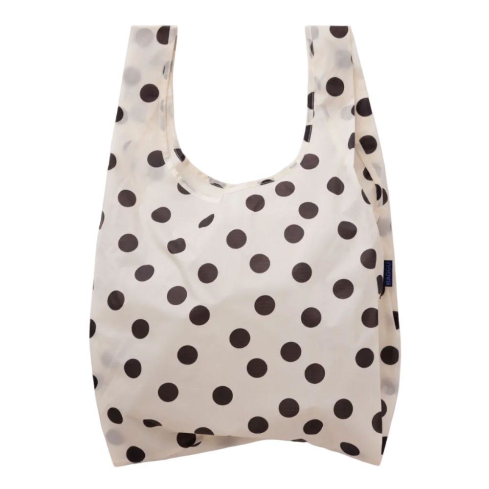 Baggu Standard Reusable Bag Cream and Black Polka Dot