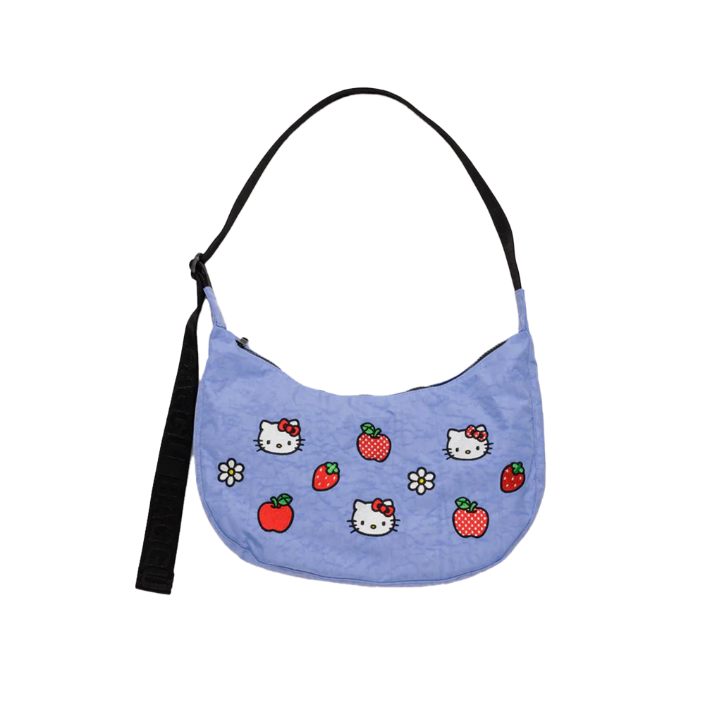 Baggu Medium Nylon Crescent Bag Embroidered Hello Kitty