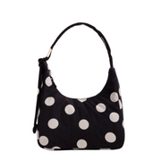Baggu Mini Nylon Shoulder Bag Black and Cream Polka Dot