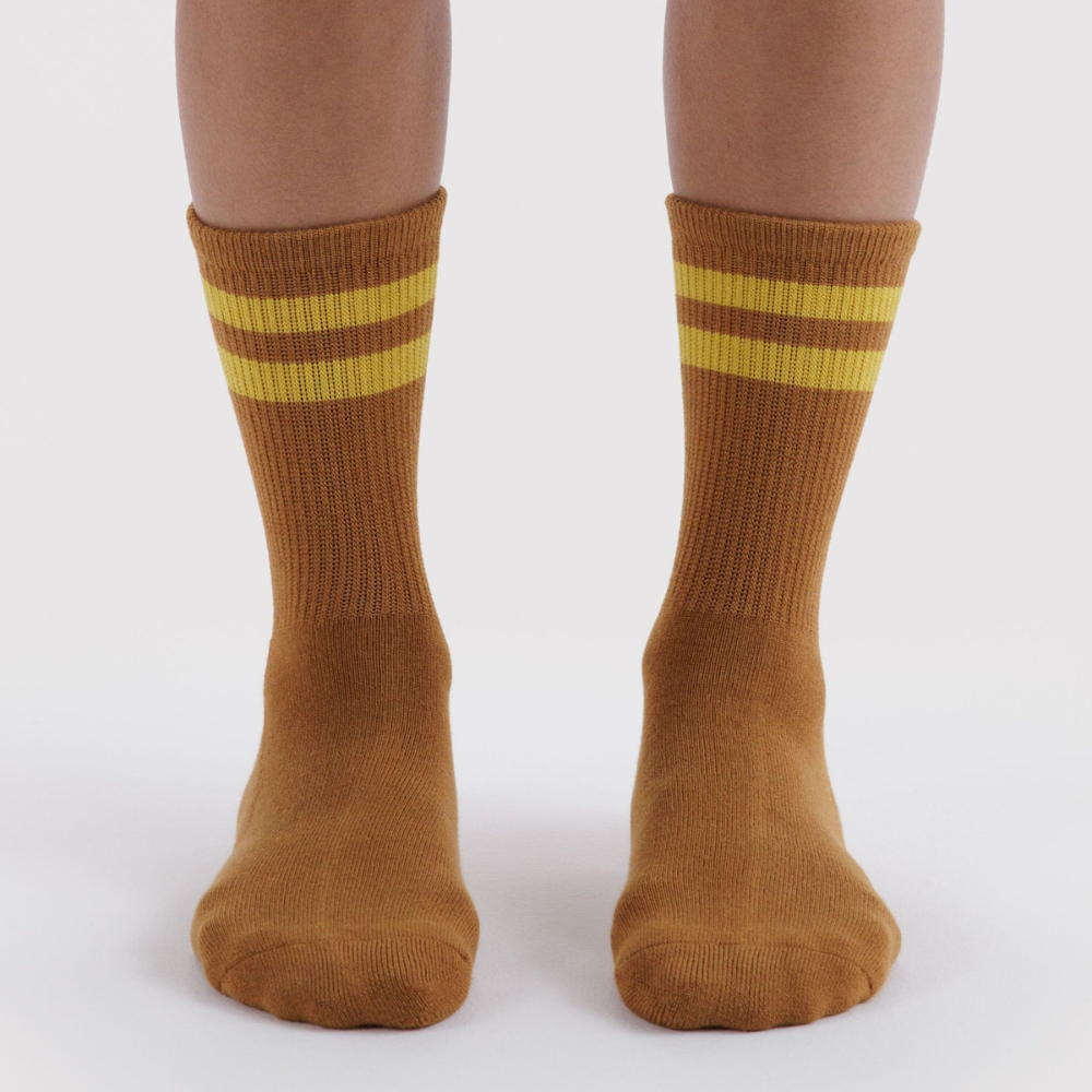 Baggu Ribbed Socks Toffee Stripe