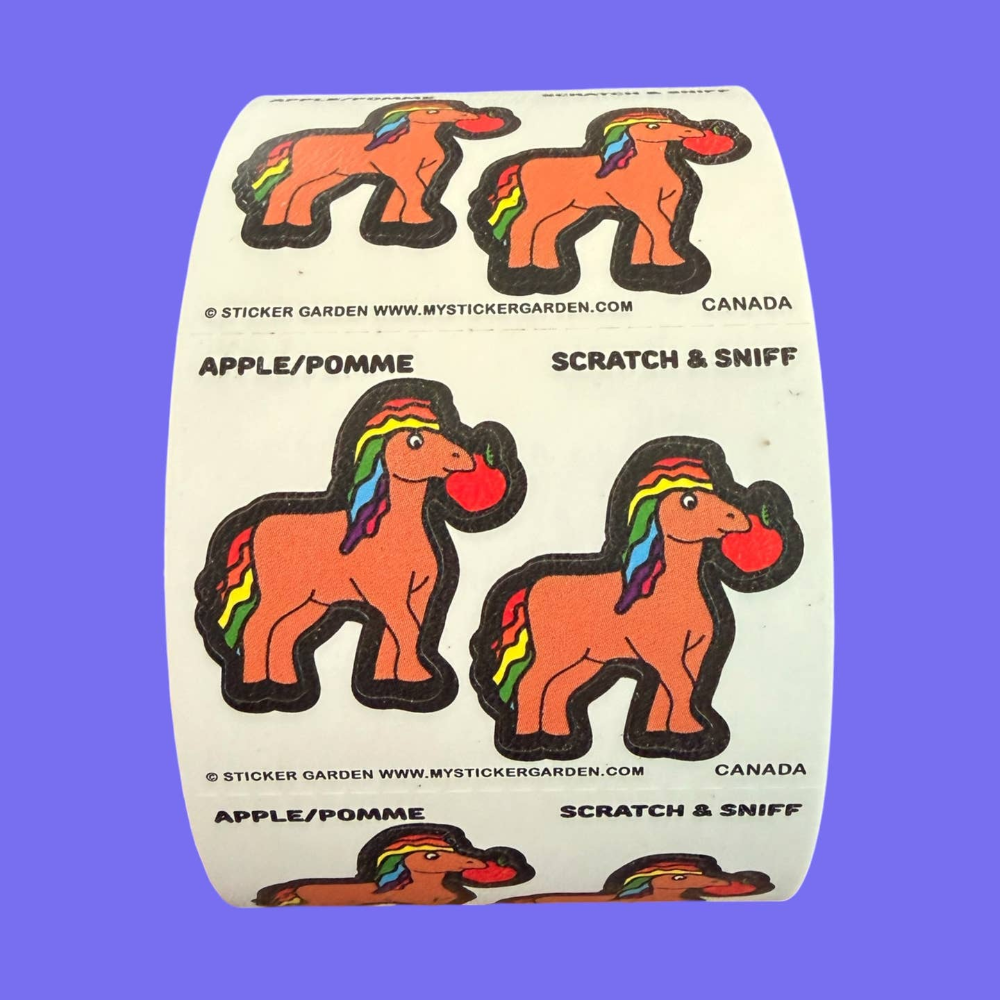 Sticker Garden Scratch and Sniff Teared Square Horse Apple