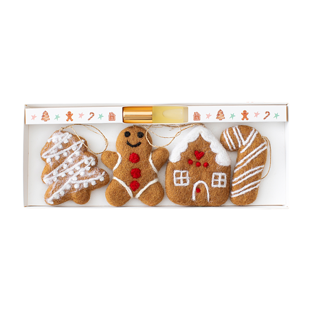 Scented Christmas Felt Gingerbread Decorations Set of Four with Fragrance