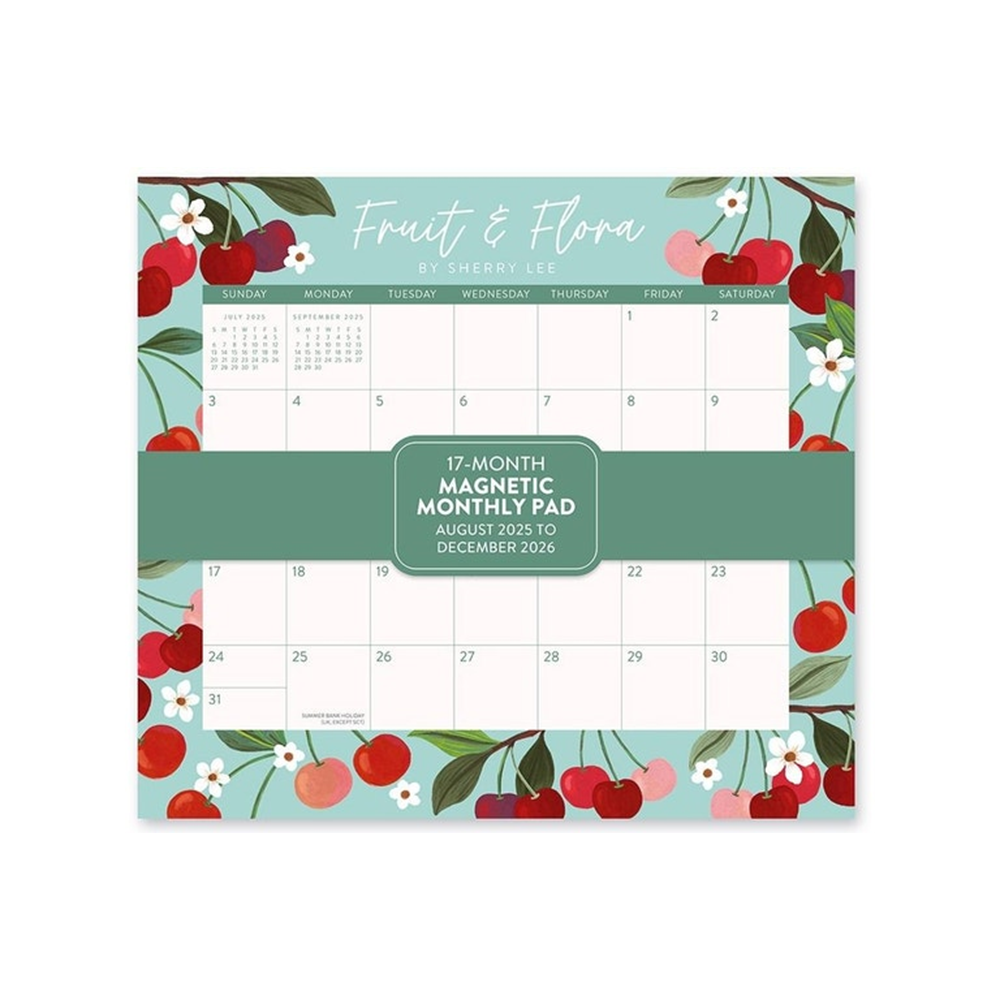 Orange Circle 2026 Magnetic Calendar Pad Fruit and Flora