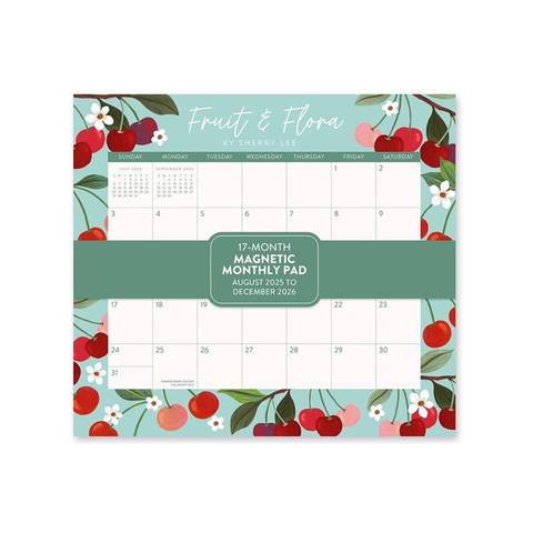 Orange Circle 2026 Magnetic Calendar Pad Fruit and Flora