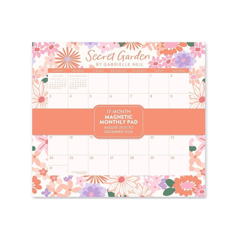 Orange Circle 2026 Magnetic Calendar Pad Secret Garden