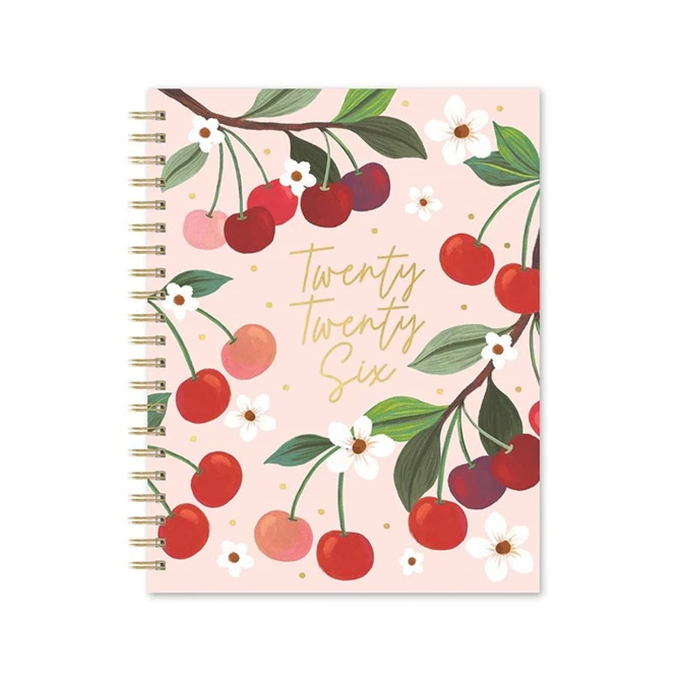 Orange Circle 2026 Extra Large Spiral Planner Fruit Flora