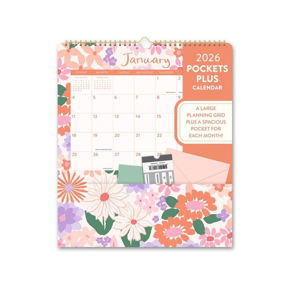 Orange Circle 2026 Wall Calendar Pocket Plus Secret Garden