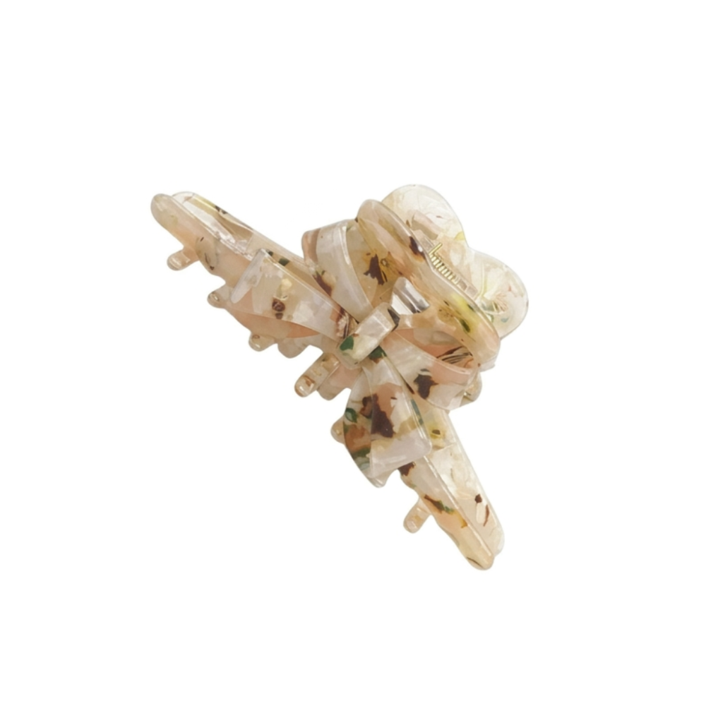 Marble Bow Claw Clip Green Beige