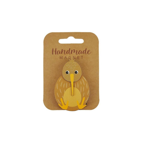 100% NZ Wooden Magnet Brown Kiwi