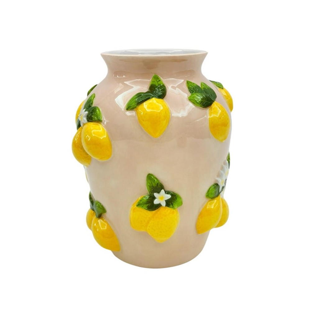 Ceramic Tuscan Lemon Vase Pink Large