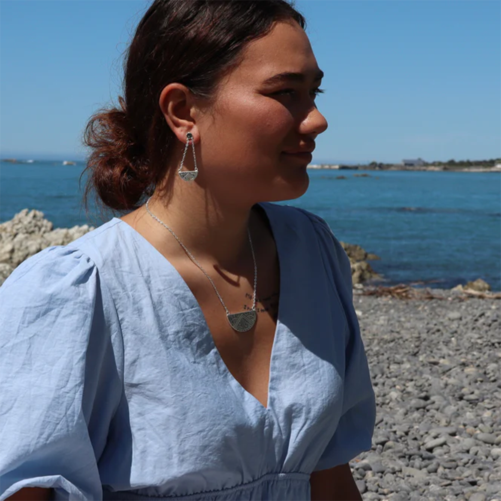 Little Taonga Maunga -Nui Breast Plate Earrings Silver