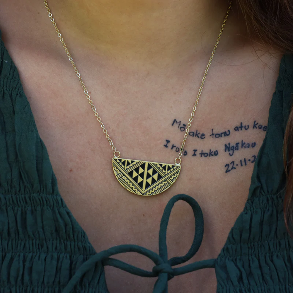 Little Taonga Niho Breast Plate Necklace Gold