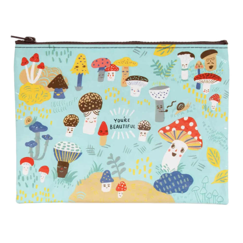 Blue Q Zipper Pouch Cute Little Mushrooms