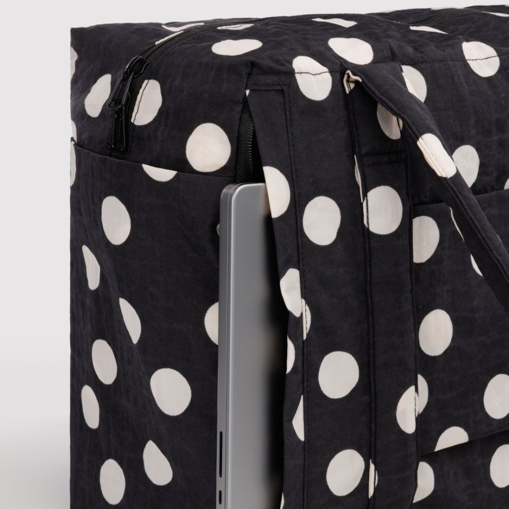 Baggu Small Cloud Carry-On Bag Black and Cream Polka Dot