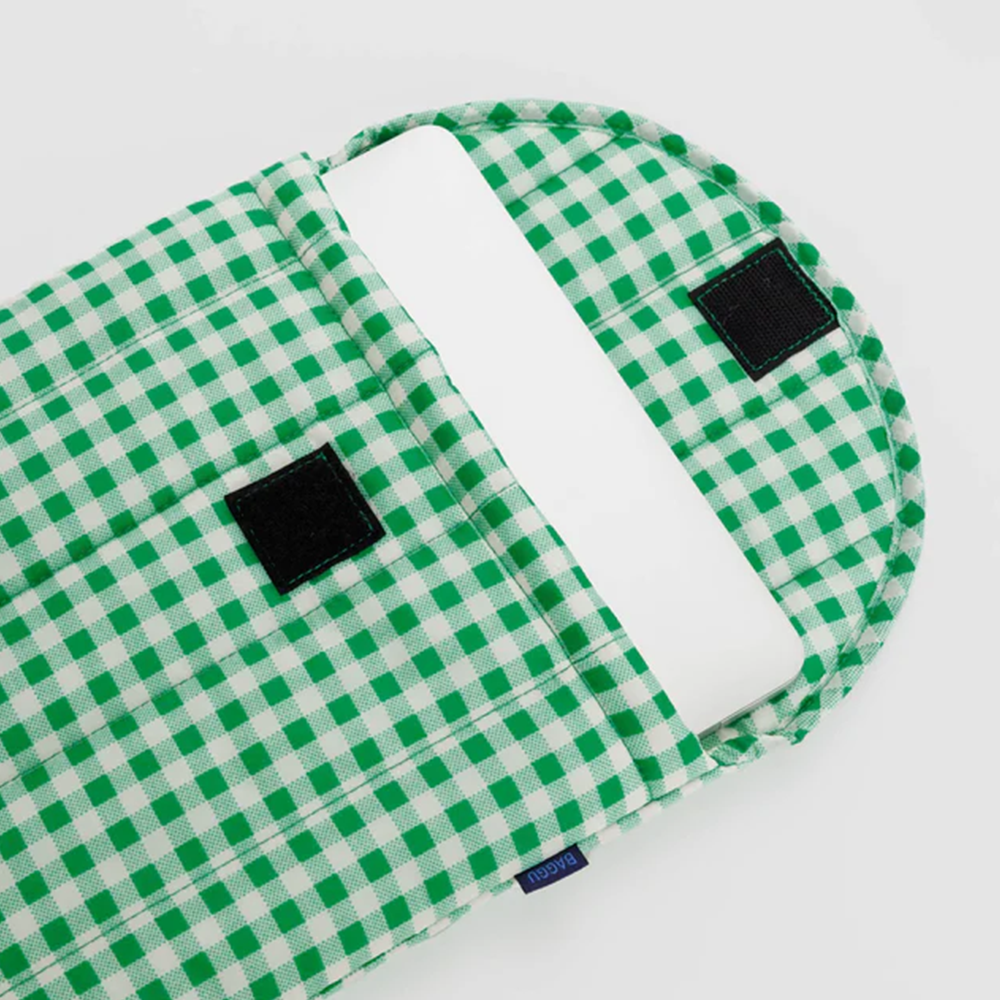 Baggu Puffy Laptop Sleeve 13/14 inch Green Gingham