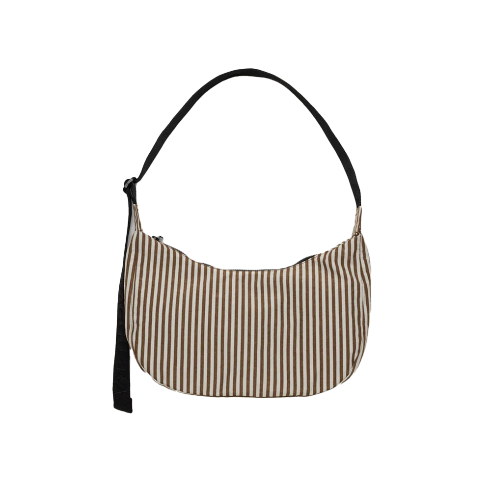 Baggu Medium Nylon Crescent Bag Brown Stripe