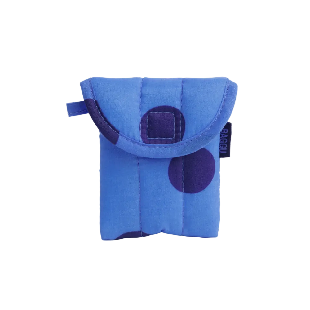 Puffy Earbuds Case Blue Polka Dot