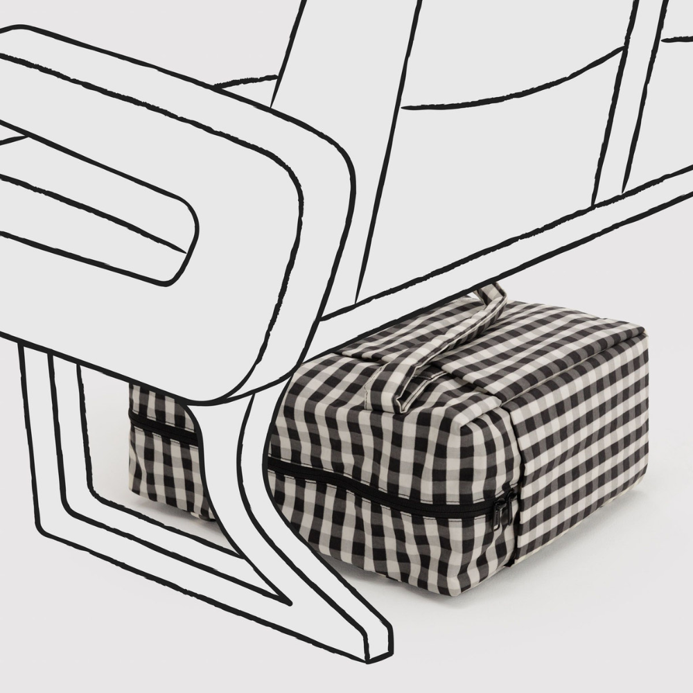 Baggu Small Cloud Carry-On Bag Black and Cream Gingham