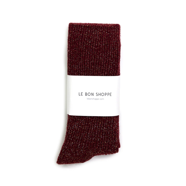 Le Bon Shoppe Winter Sparkle Socks Wine