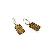 Lindi Kingi Earrings Saint Rectangle Engraved Sleepers Gold