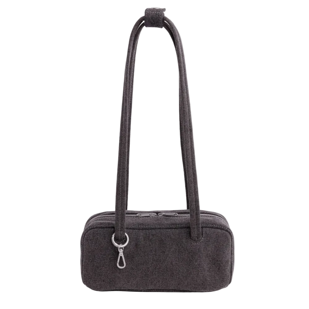 Baggu Small Denim Bowler Bag Washed Black Denim