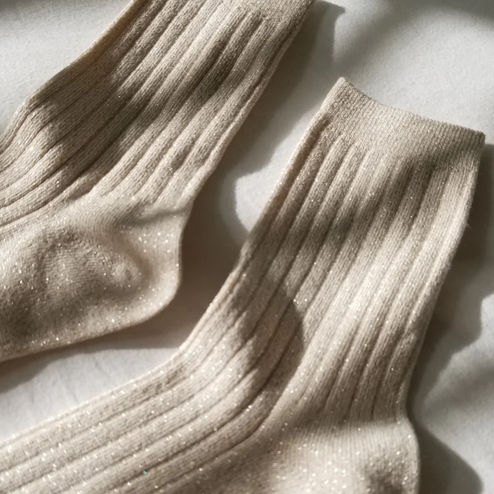 Le Bon Shoppe Socks Her Lurex Glitter Ivory Gold