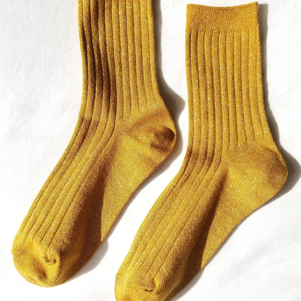 Le Bon Shoppe Socks Her Lurex Glitter Mustard