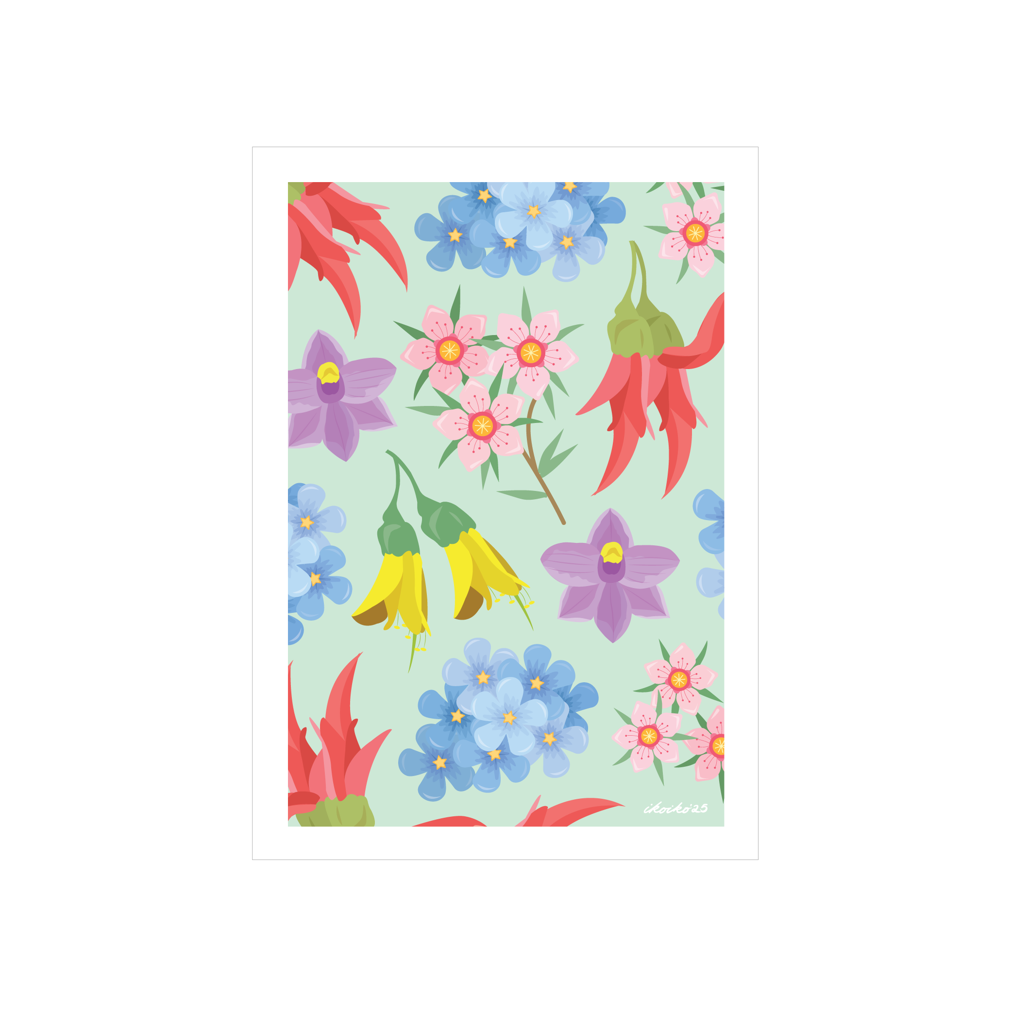 Iko Iko A4 Art Print Kiwiana Native Florals